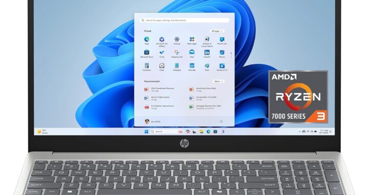HP 15.6 inch Laptop, HD Touchscreen Display, AMD Ryzen 3 7320U, 8 GB RAM, 256 GB SSD, AMD Radeon Graphics, Windows 11 Home, Natural Silver